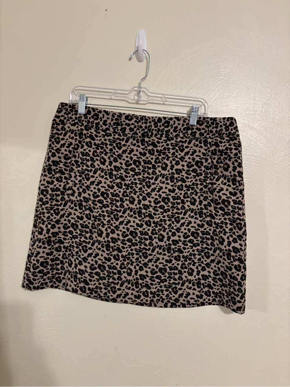 LOFT Leopard Print Mini Skirt Size 14 Animal Print Stretch Lined